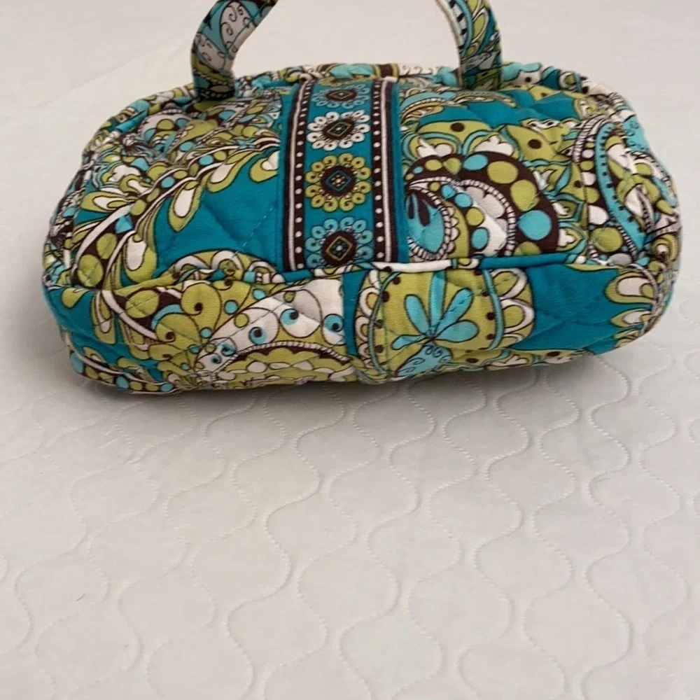 Vera Bradley Peacock on the Go turquoise multicolor cosmetic case with handles
